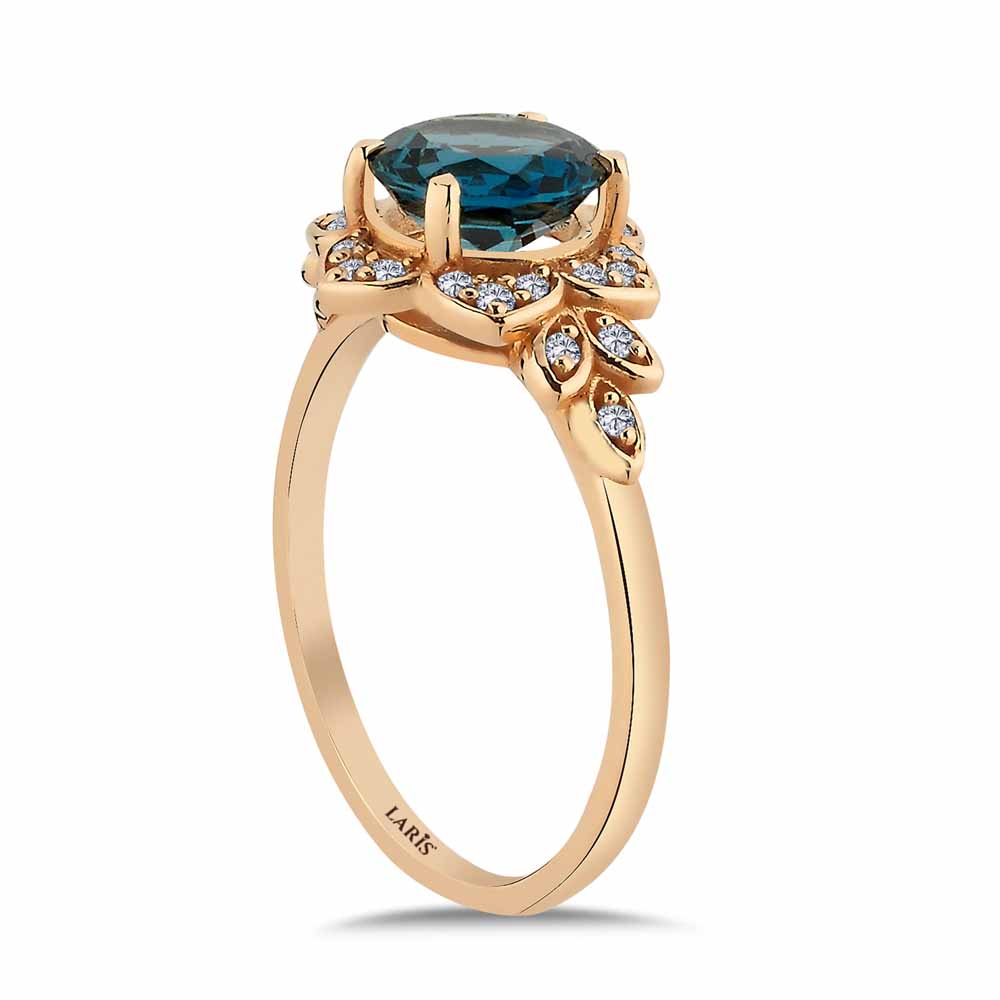 1,83 Karat Pırlanta London Blue Topaz Vintage Yüzük