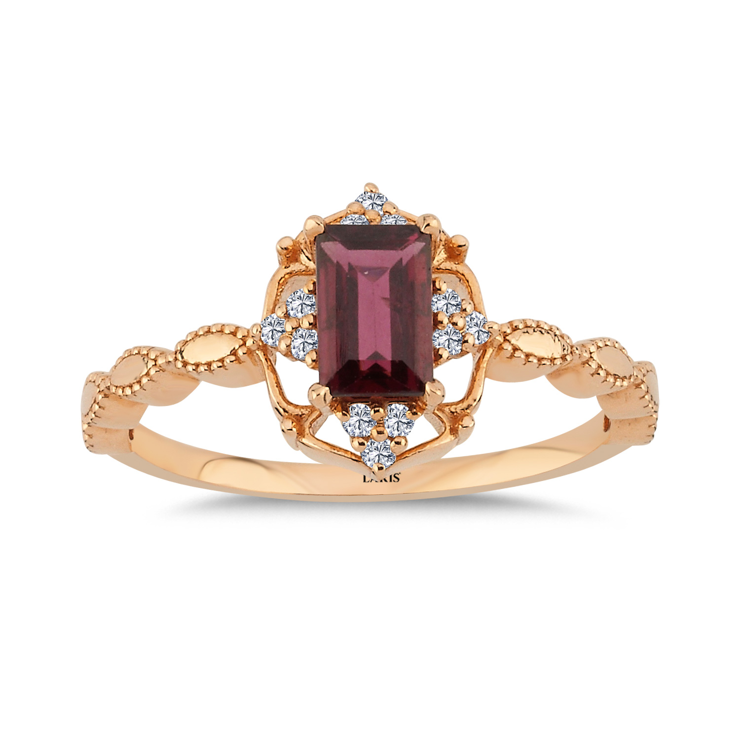 0,78 Karat Pırlanta Vintage Rhodolite Yüzük