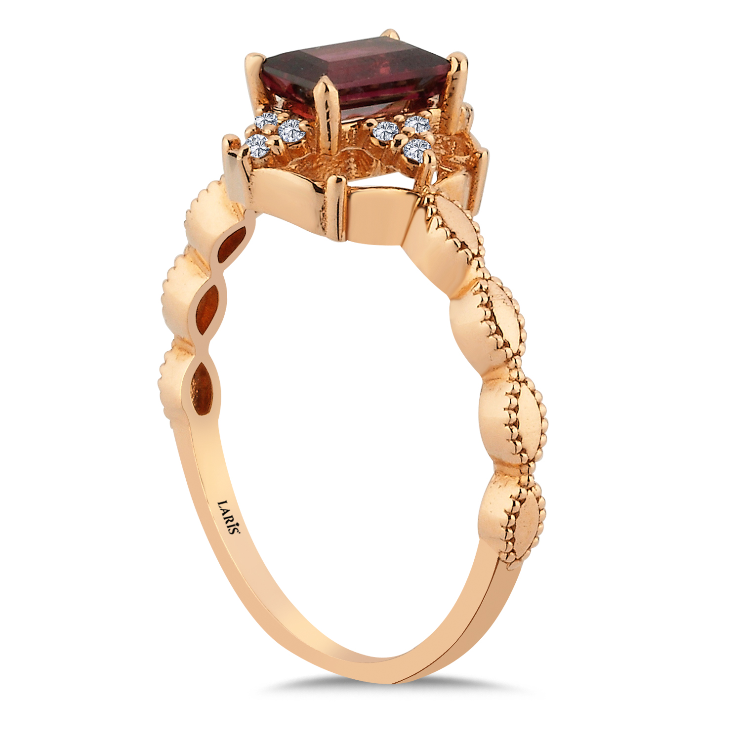 0,78 Karat Pırlanta Vintage Rhodolite Yüzük