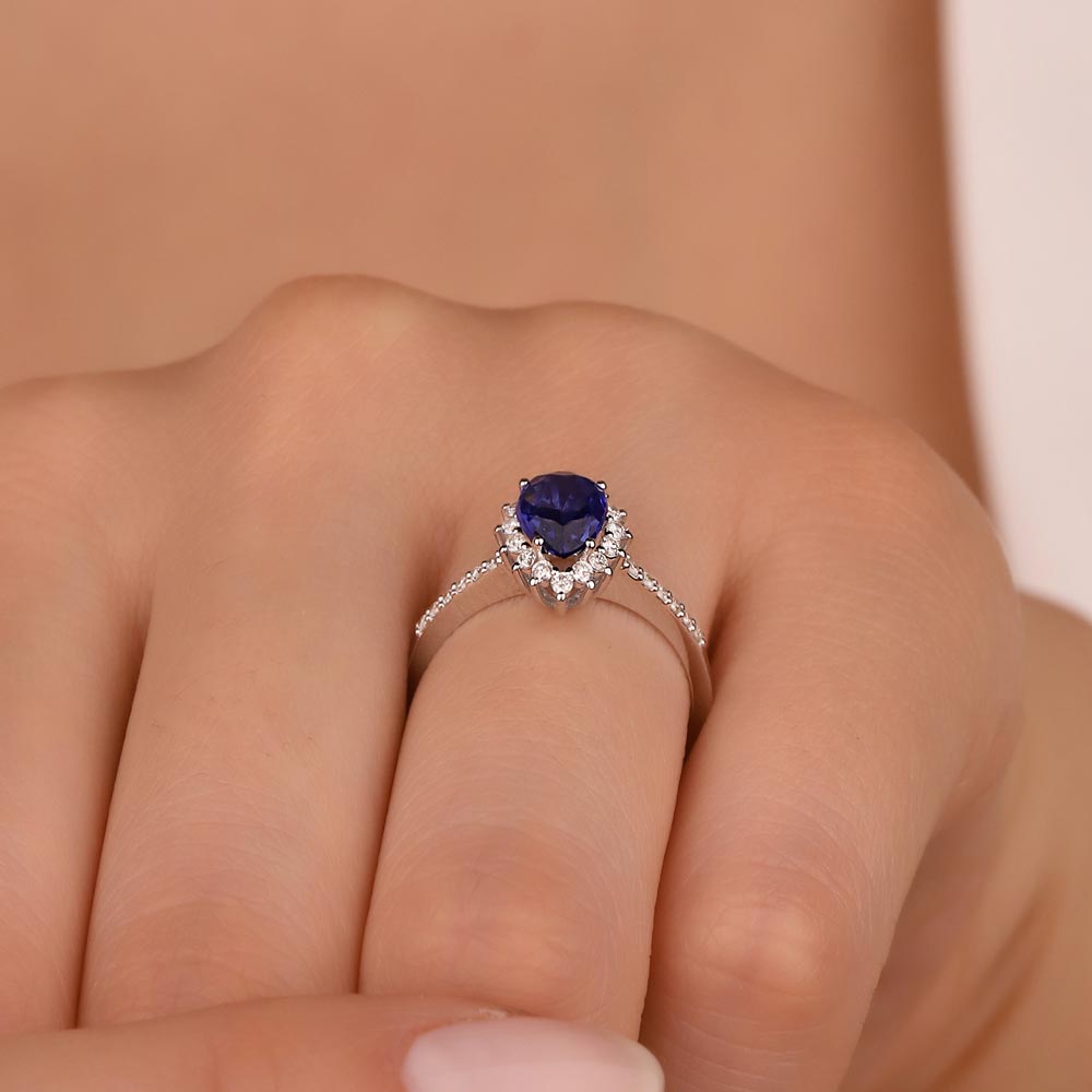 0,82 Karat Pırlanta Damla Royale Safir Yüzük