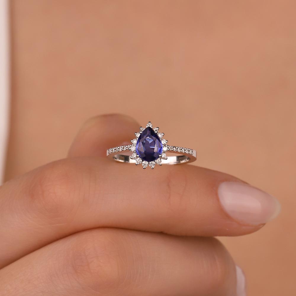 0,82 Karat Pırlanta Damla Royale Safir Yüzük