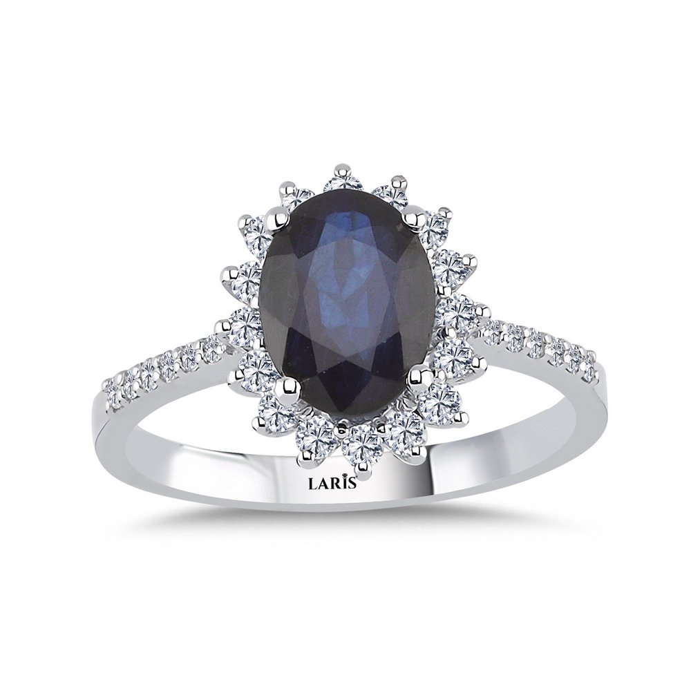 Safir Yüzükler 2.07 Karat Pırlanta Oval Royale Safir Yüzük