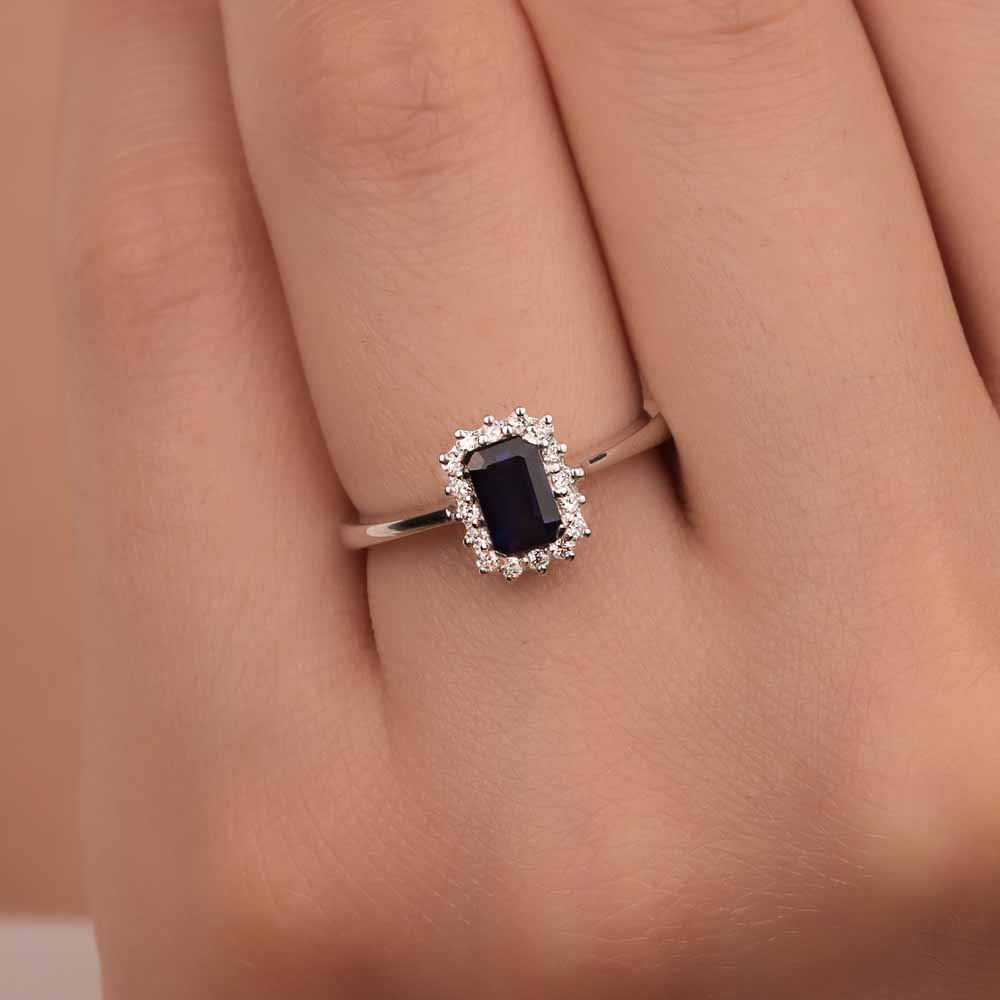 0,83 Karat Pırlanta Royale Safir Yüzük