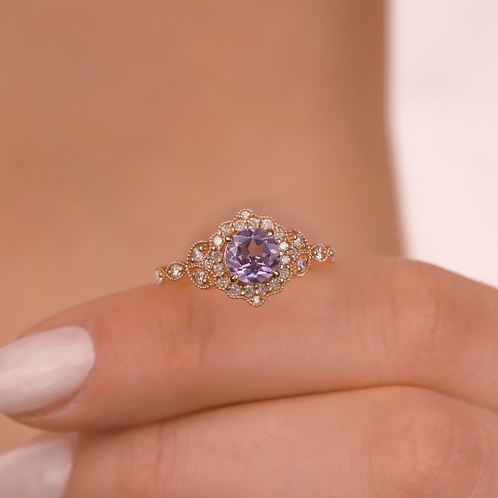 Vintage Yüzükler 1,55 Karat Pırlanta Vintage Alexandrit Yüzük