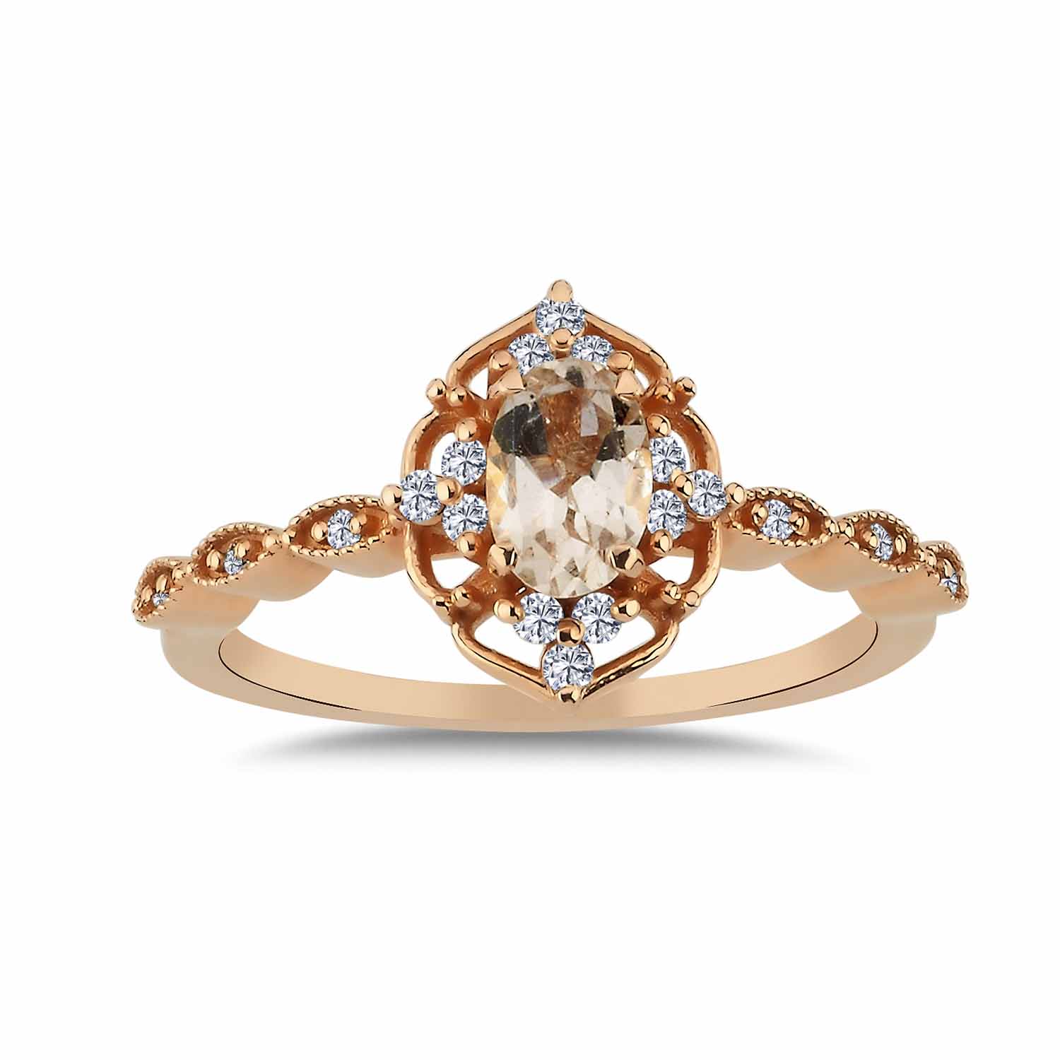 0,57 Karat Pırlanta Morganit Vintage Yüzük