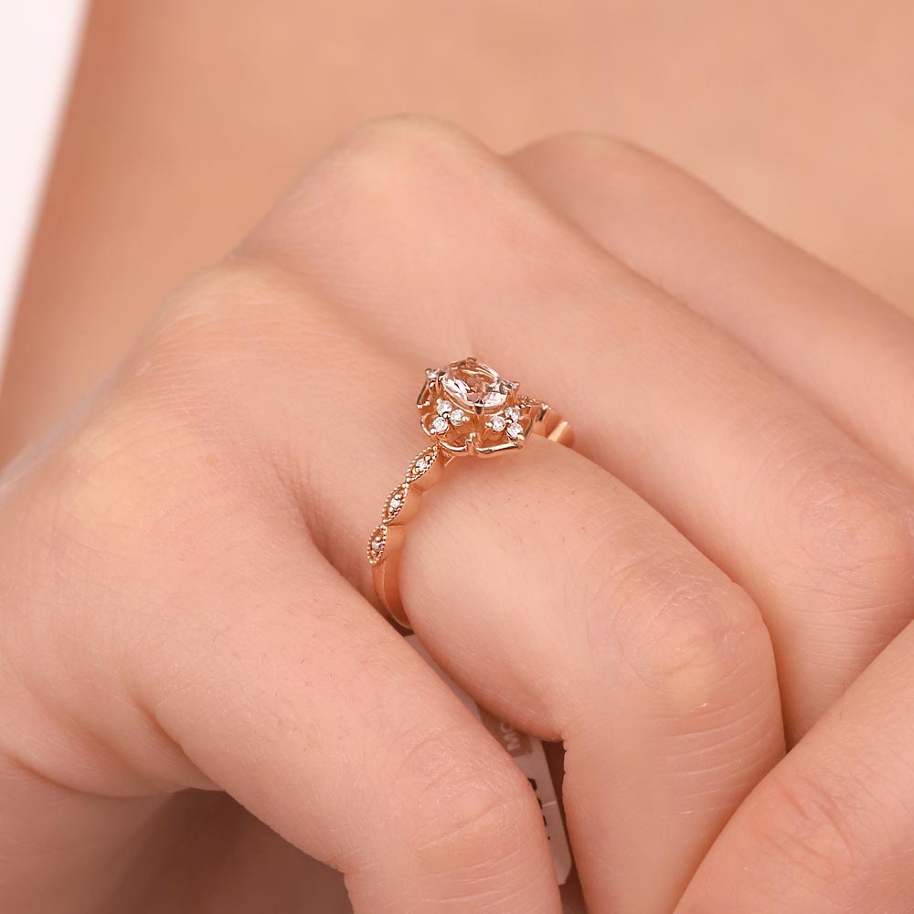 0,57 Karat Pırlanta Morganit Vintage Yüzük