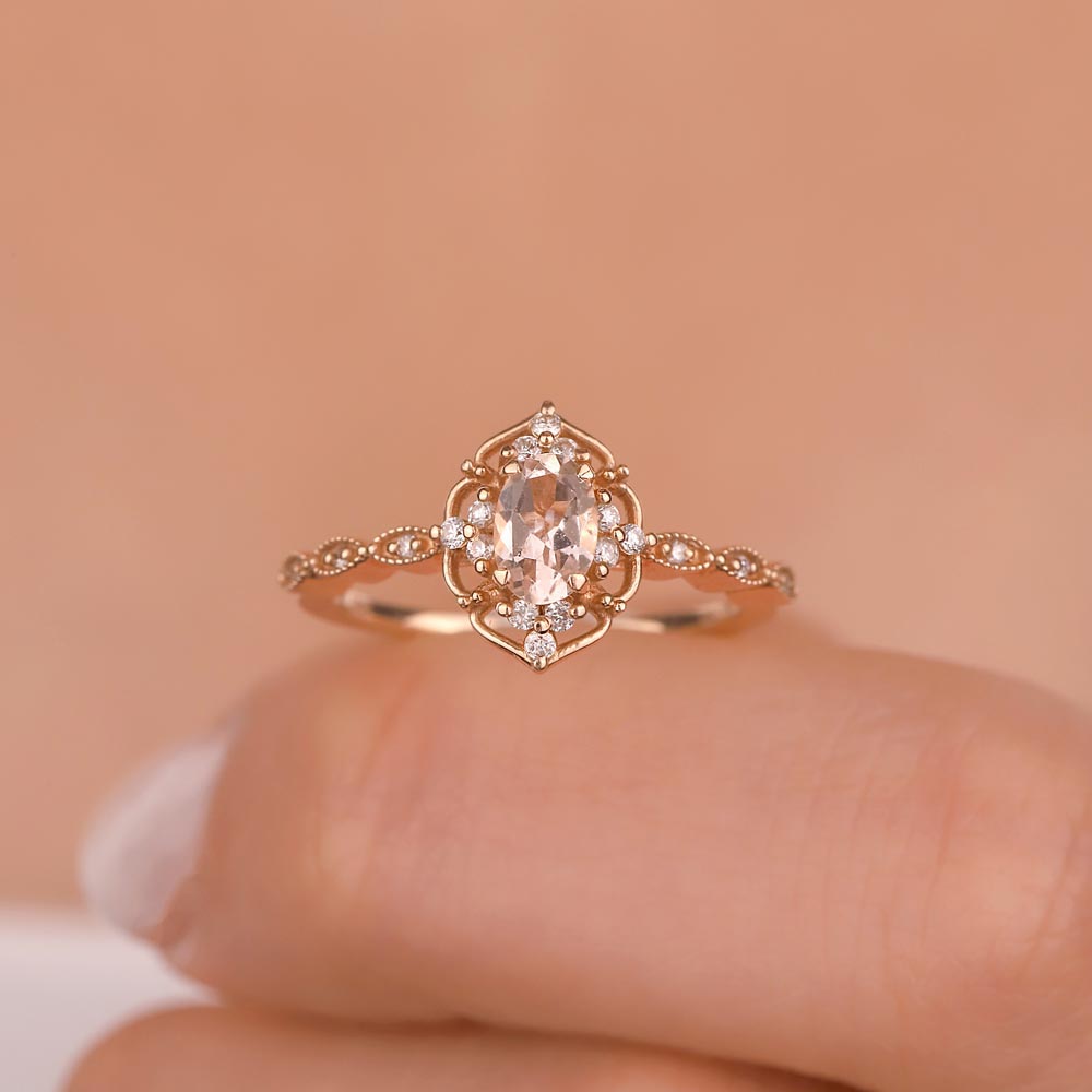 0,57 Karat Pırlanta Morganit Vintage Yüzük