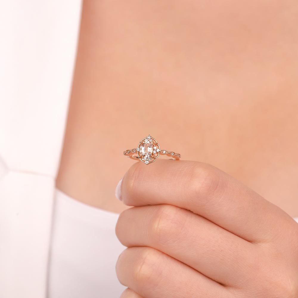 0,57 Karat Pırlanta Morganit Vintage Yüzük