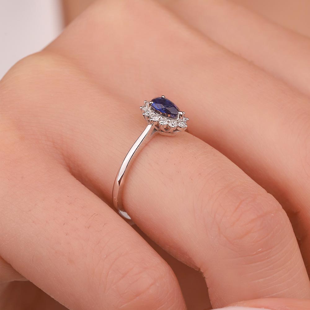 0,55 Karat Pırlanta Damla Royale Safir Yüzük