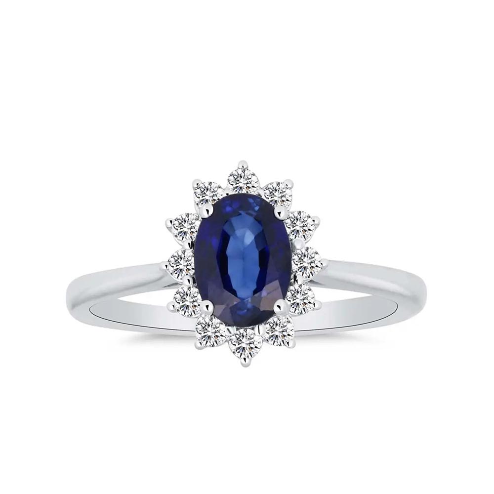 Safir Yüzükler 0,66 Karat Pırlanta Oval Royale Safir Yüzük