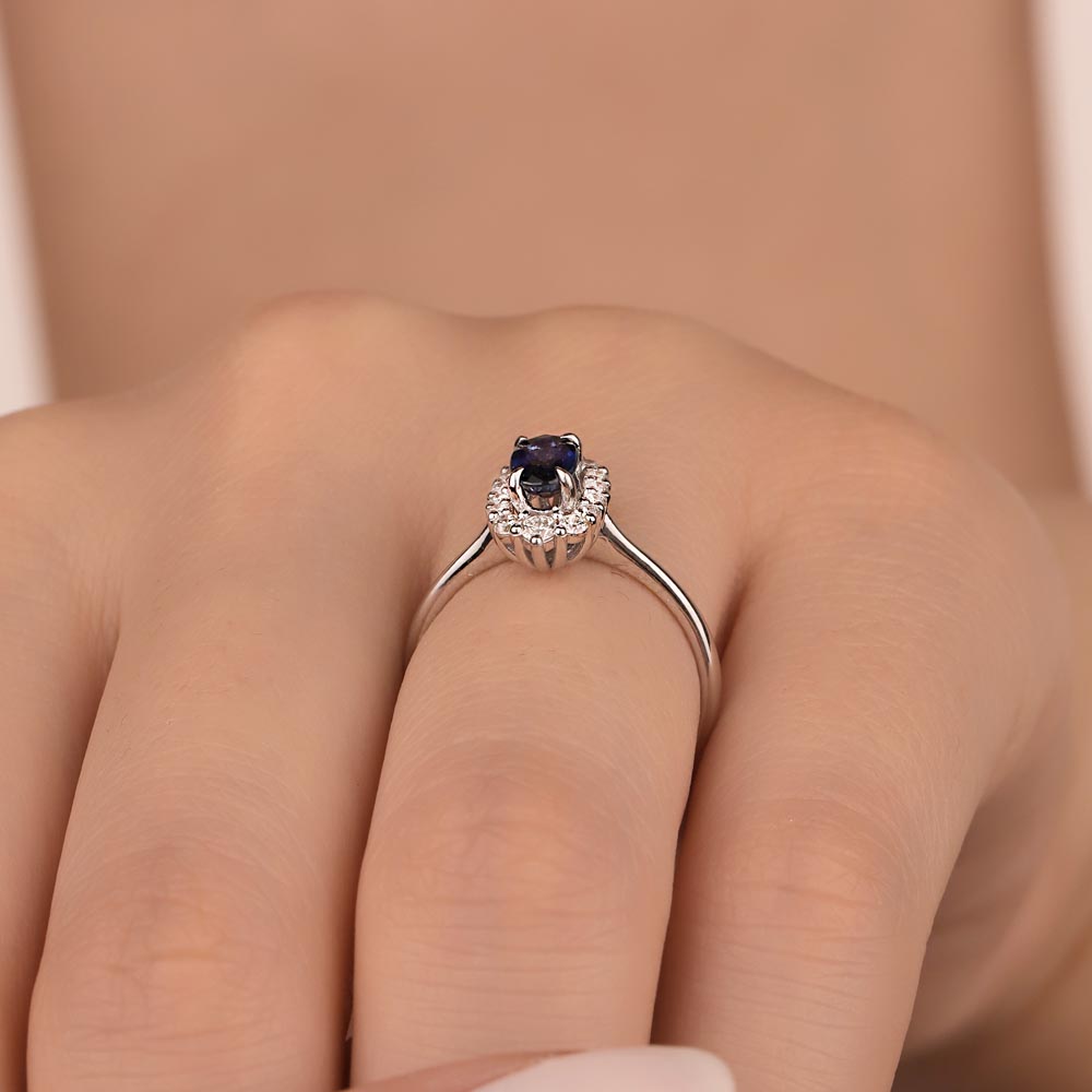 Safir Yüzükler 0.95 Karat Pırlanta Oval Royale Safir Yüzük