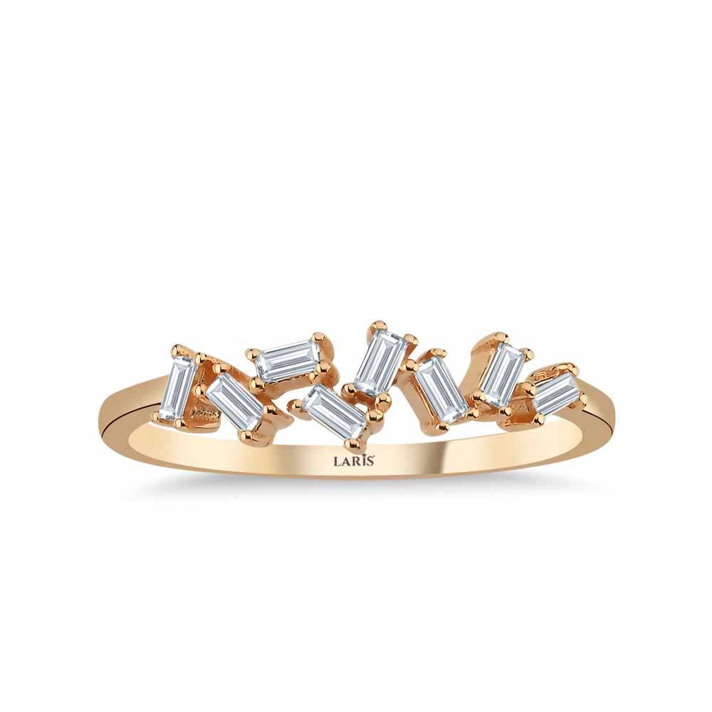 0,17 Karat Pırlanta Özel Tasarım Çapraz Baget Yüzük