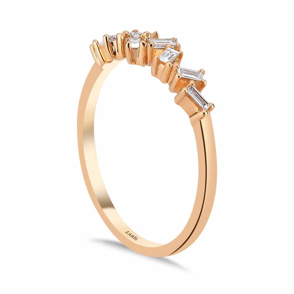 0,17 Karat Pırlanta Özel Tasarım Çapraz Baget Yüzük