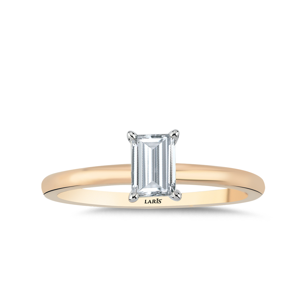 0,44 Karat Pırlanta Emerald Kesim Tektaş Pırlanta Yüzük