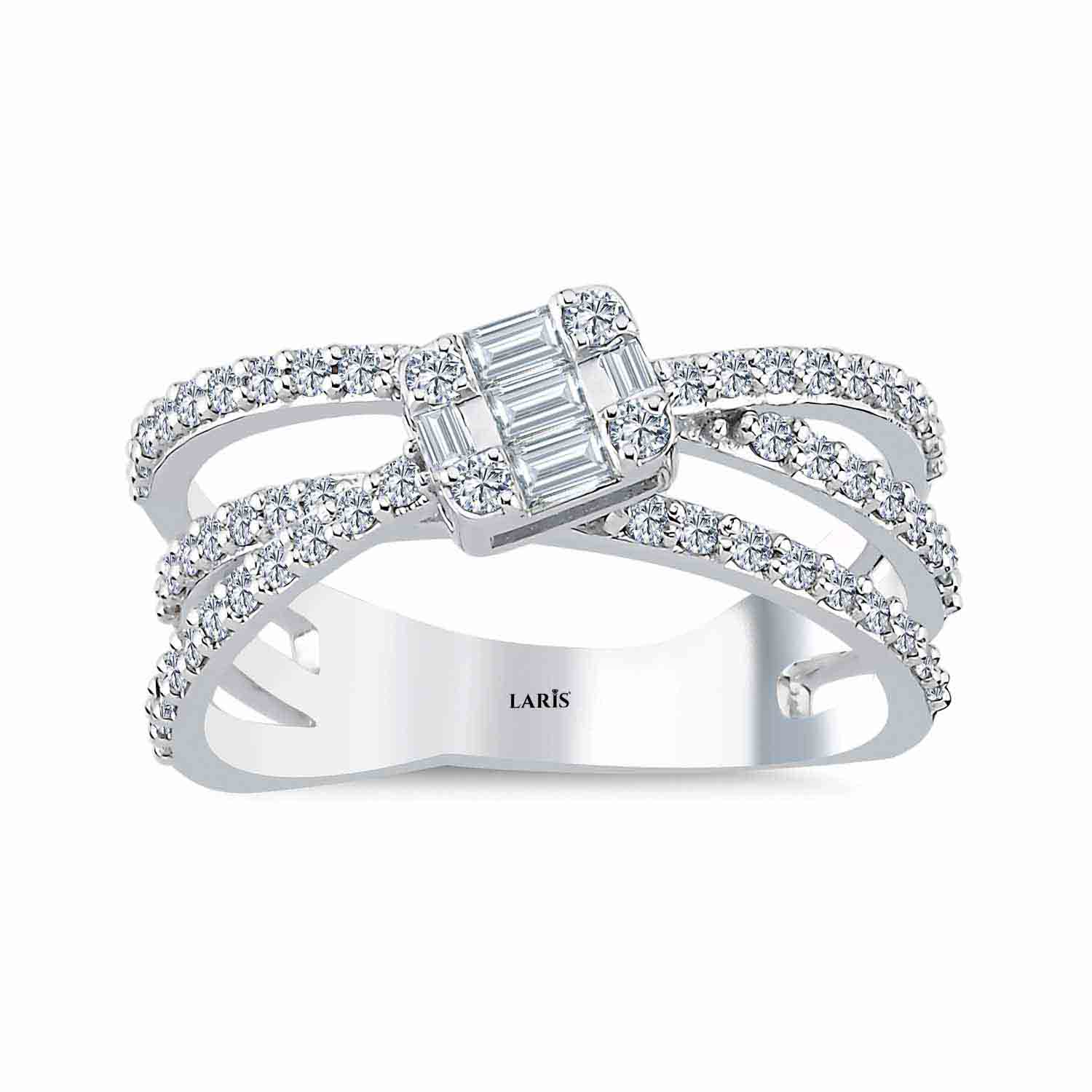 0.60 Karat Pırlanta Özel Tasarım Baget Yarımtur Yüzük