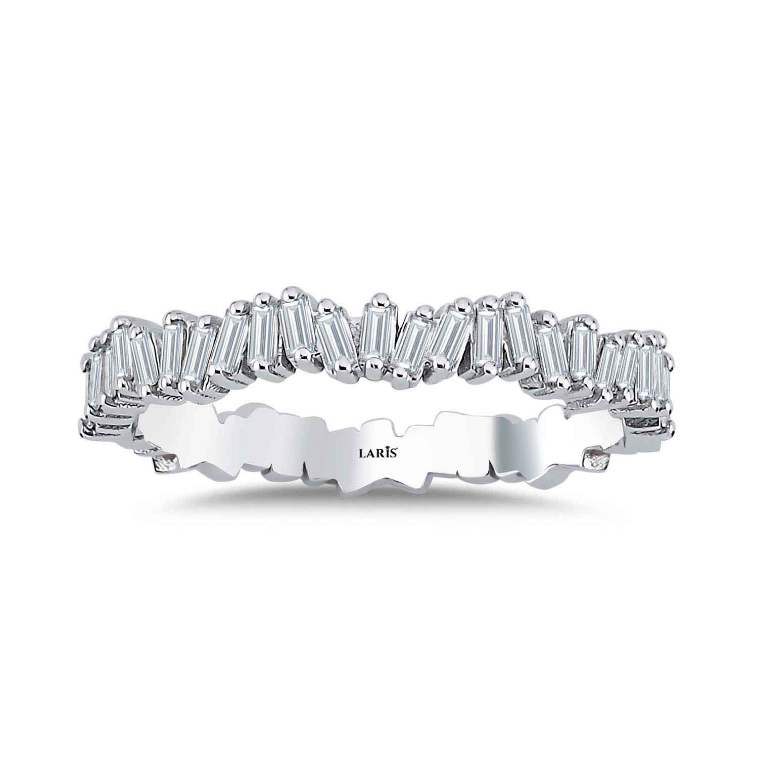 Tamtur / Yarımtur Yüzükler 0.42 Karat Pırlanta Özel Tasarım Çapraz Baget Yarımtur Yüzük