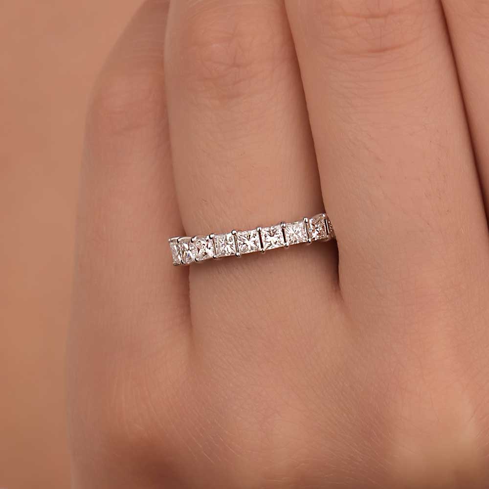 0,80 Karat Pırlanta Prenses Kesim Alyans Yüzük