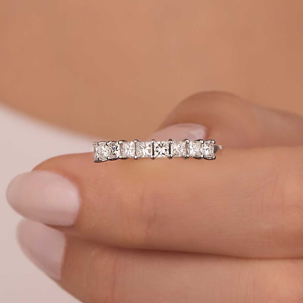 0,80 Karat Pırlanta Prenses Kesim Alyans Yüzük