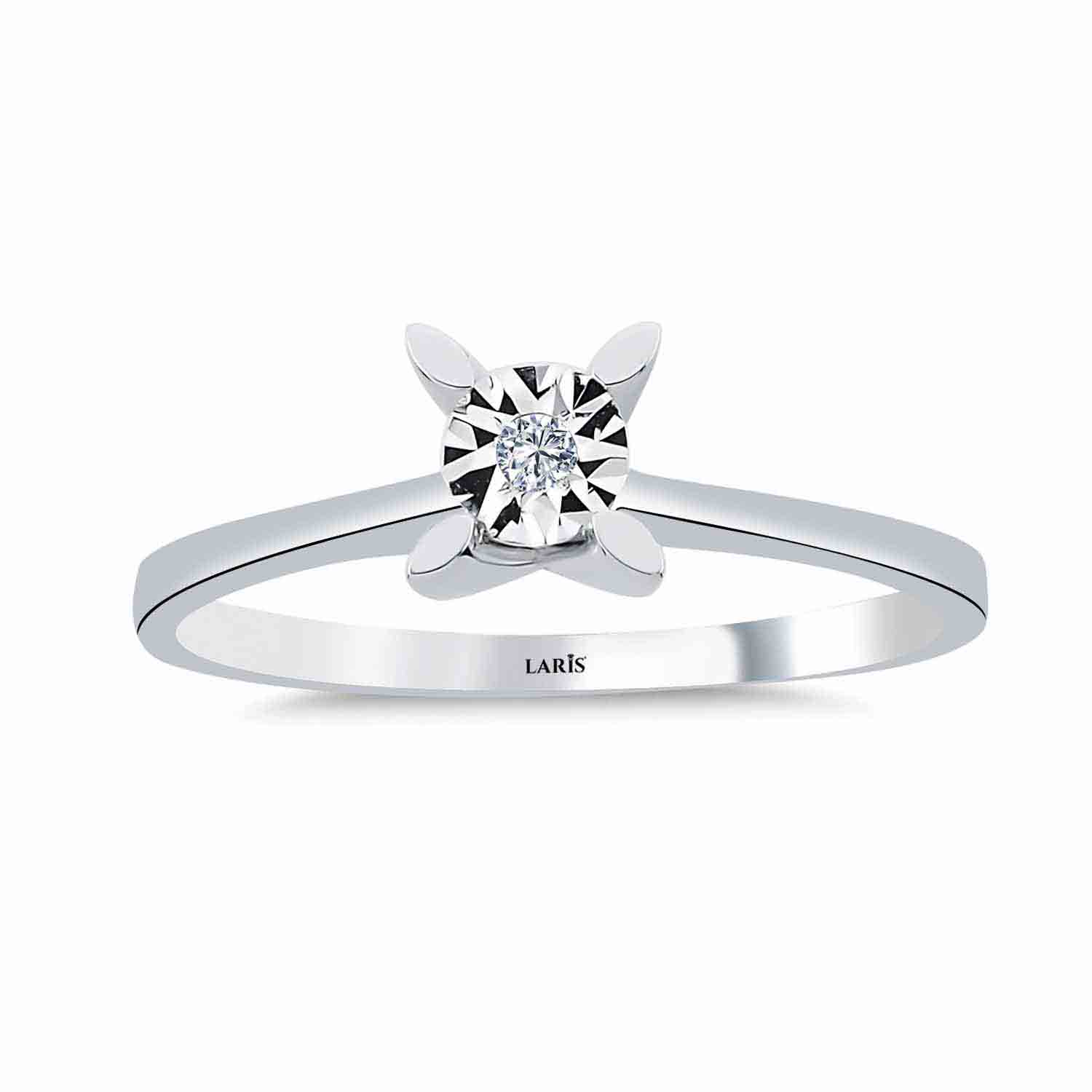 Tektaş Yüzükler 0,03 Karat Pırlanta Kalem İşlemeli Serene Tektaş Yüzük