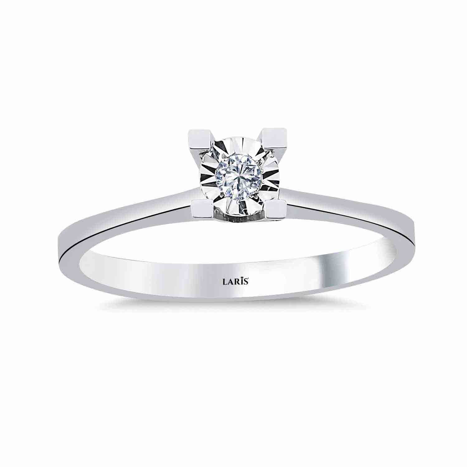 Tektaş Yüzükler 0,03 Karat Pırlanta Kalem İşlemeli Tektaş Yüzük