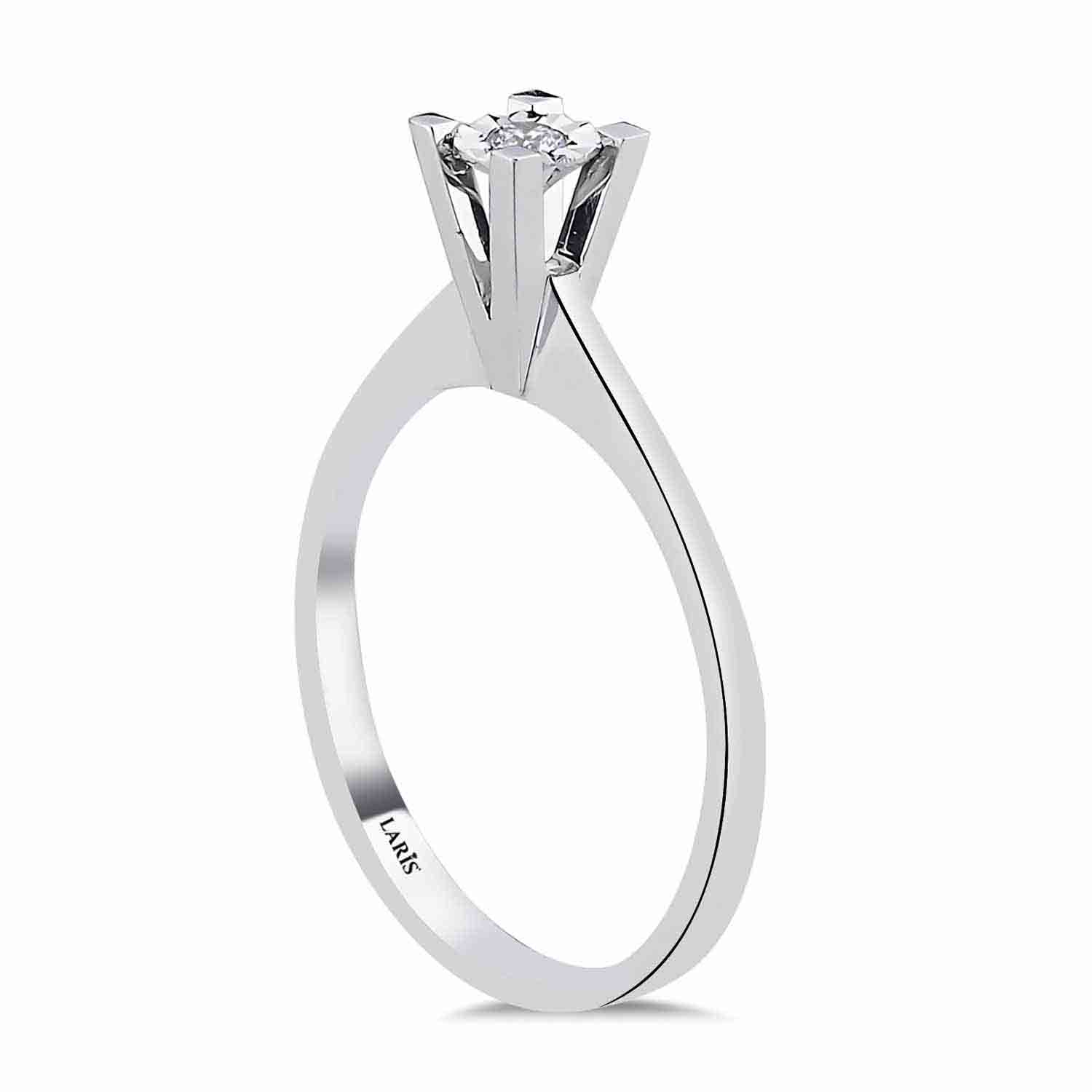 Tektaş Yüzükler 0,03 Karat Pırlanta Kalem İşlemeli Tektaş Yüzük