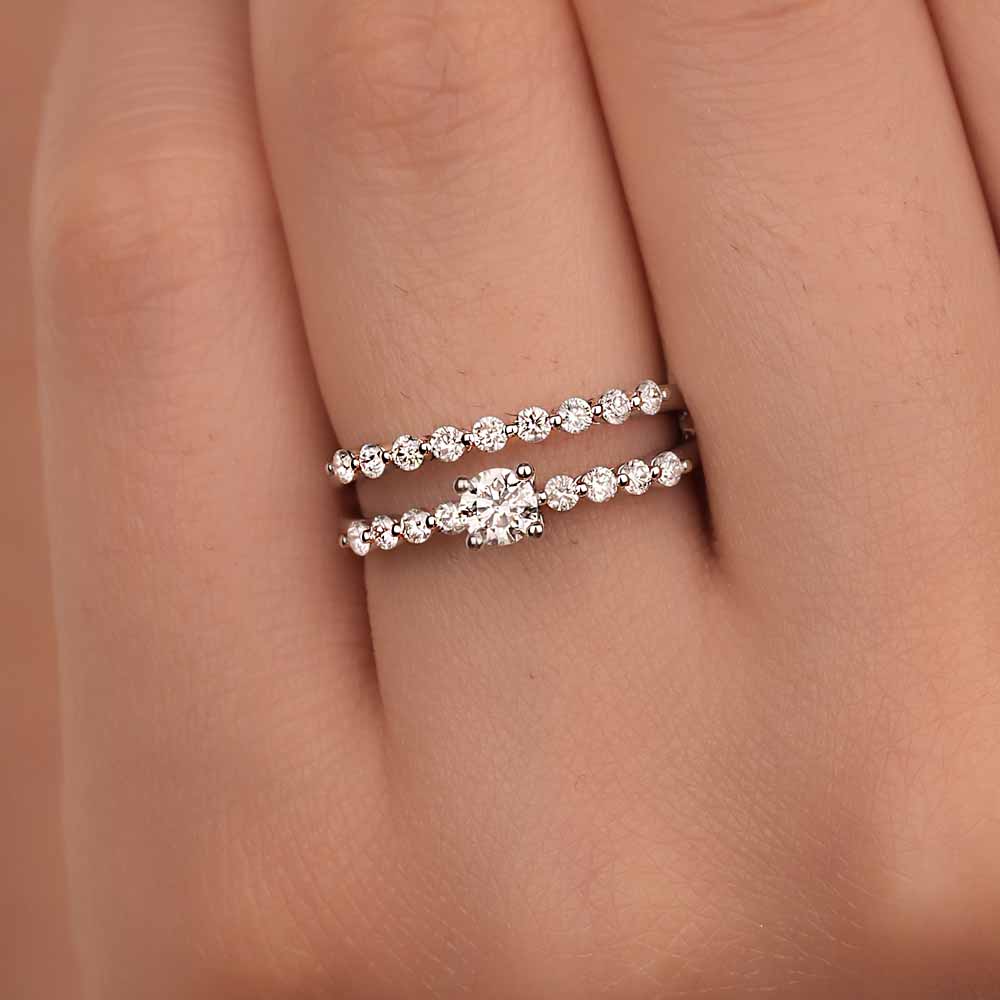 Özel Tasarım Yüzükler 0,63 Karat Pırlanta Yarımturlu Tektaş Yüzük