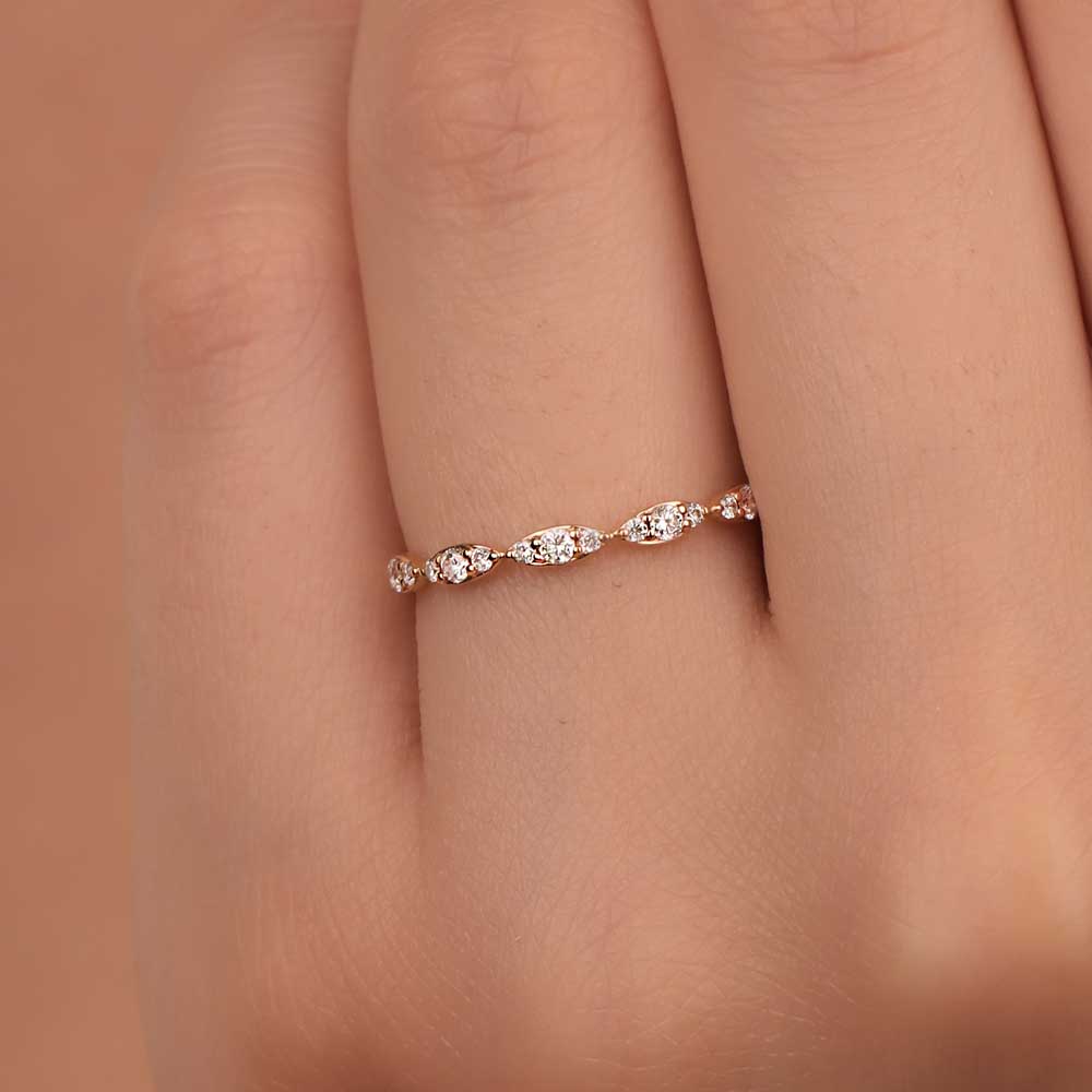 0.19 Karat Pırlanta Vintage Yarımtur Yüzük