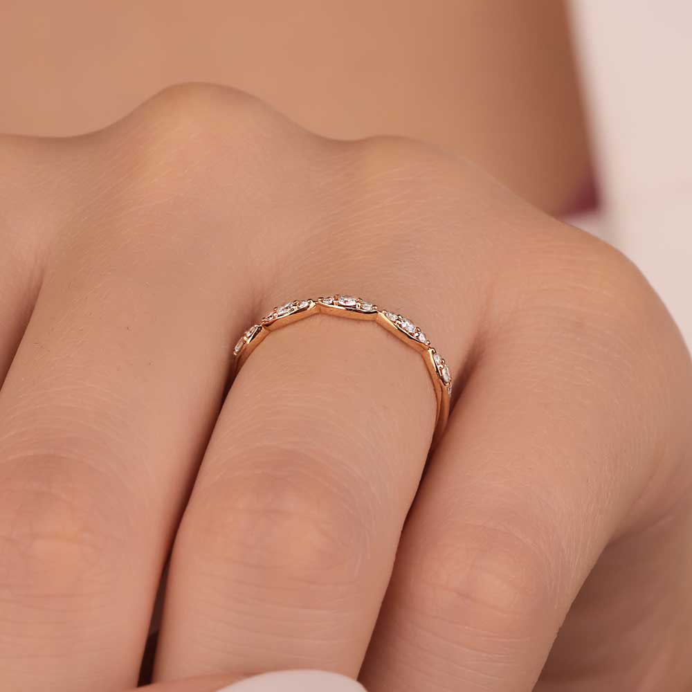 0.19 Karat Pırlanta Vintage Yarımtur Yüzük