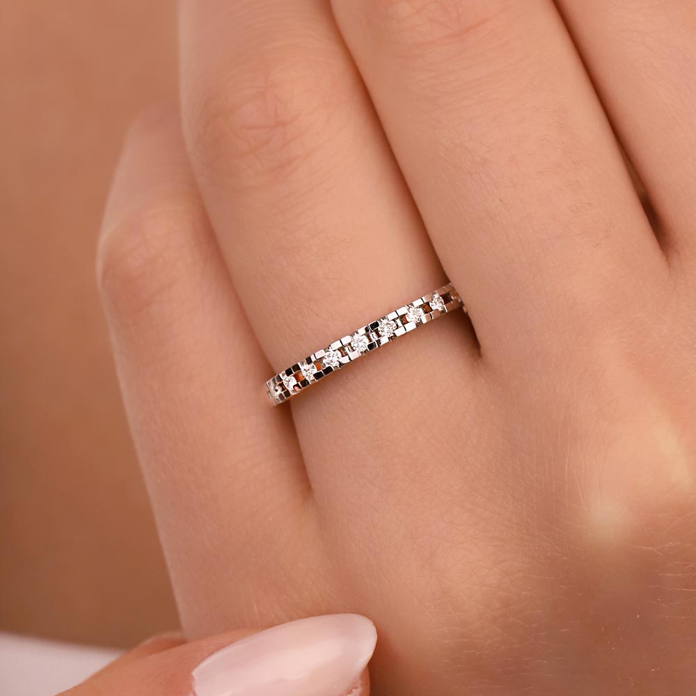 Tamtur / Yarımtur Yüzükler 0,17 Karat Pırlanta Yarımtur Yüzük