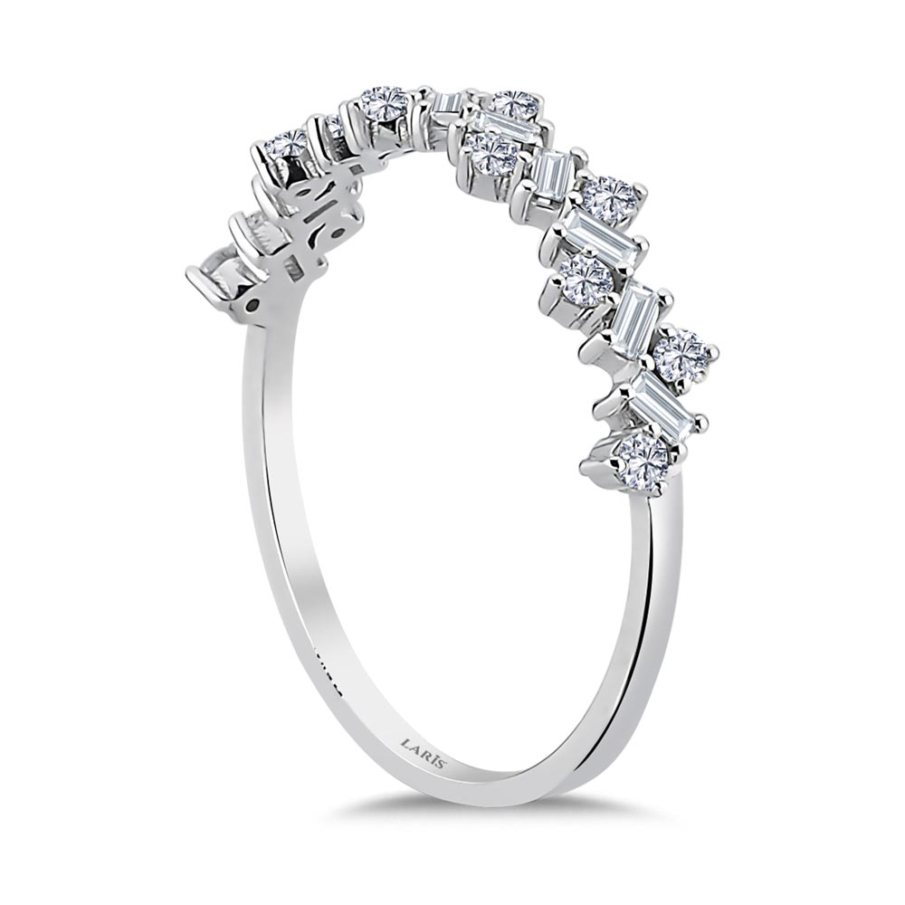 Özel Tasarım Yüzükler 0,37 Karat Pırlanta Yarımtur Baget Alyans Yüzük