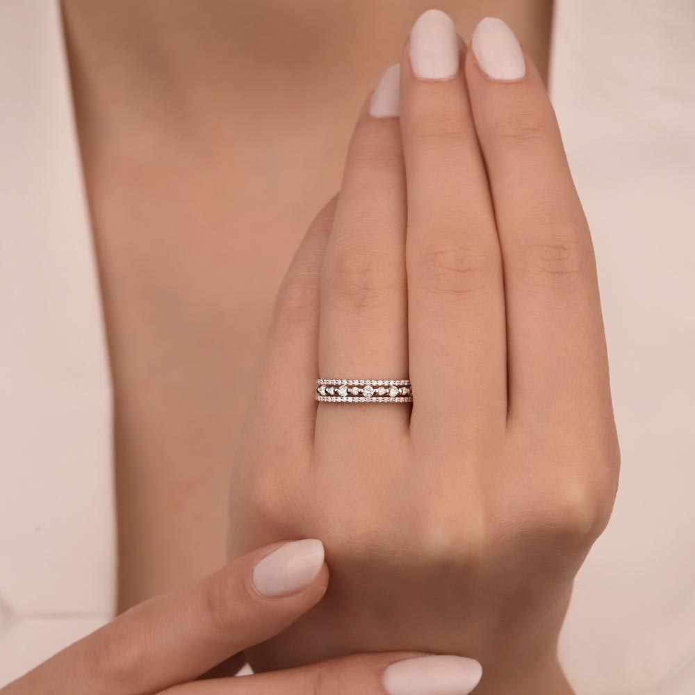 0.45 Karat Pırlanta Fantezi Yarımtur Yüzük