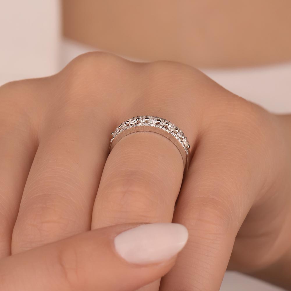 0.45 Karat Pırlanta Fantezi Yarımtur Yüzük