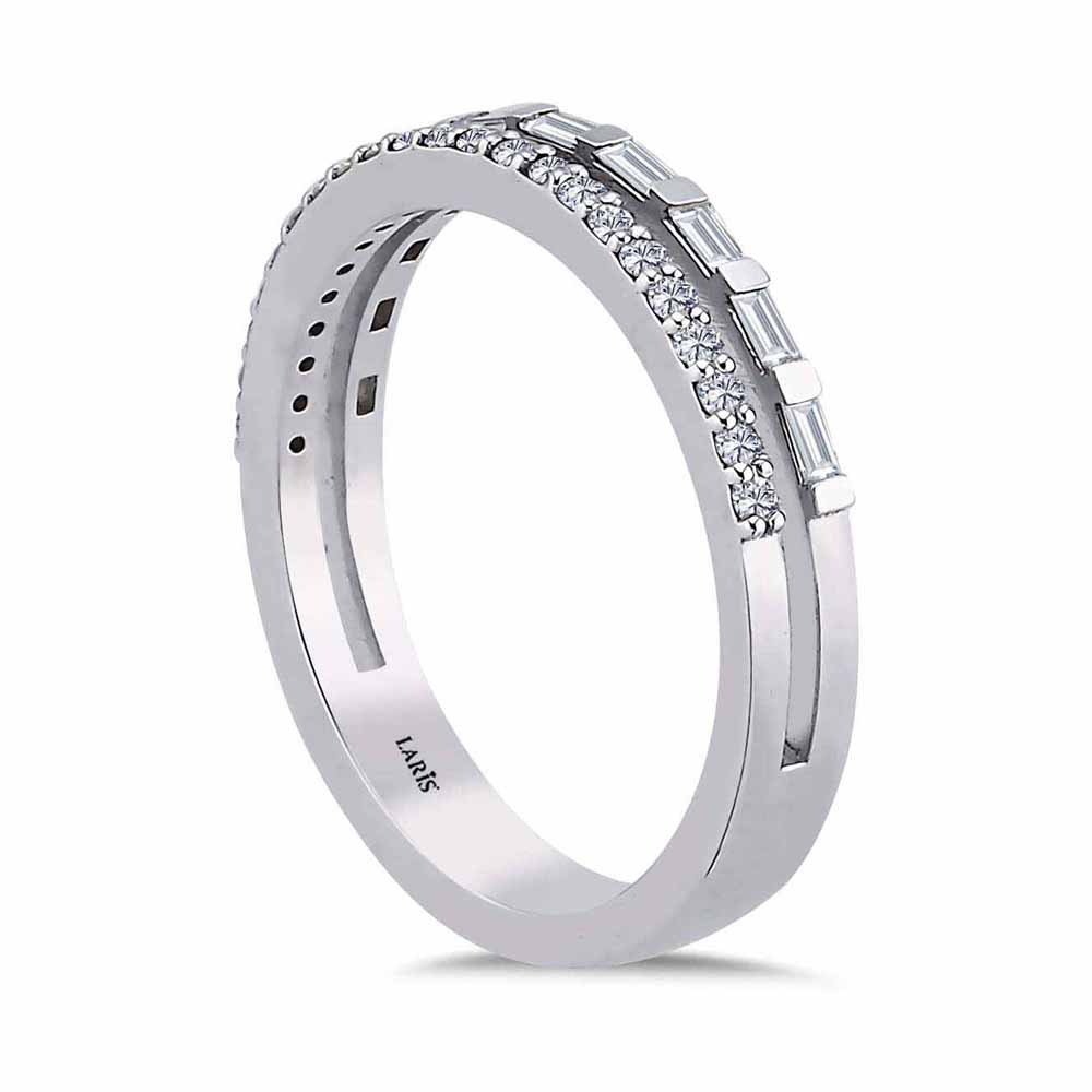 0,33 Karat Pırlanta Özel Tasarım Çift Sıra Baget Yarımtur Yüzük