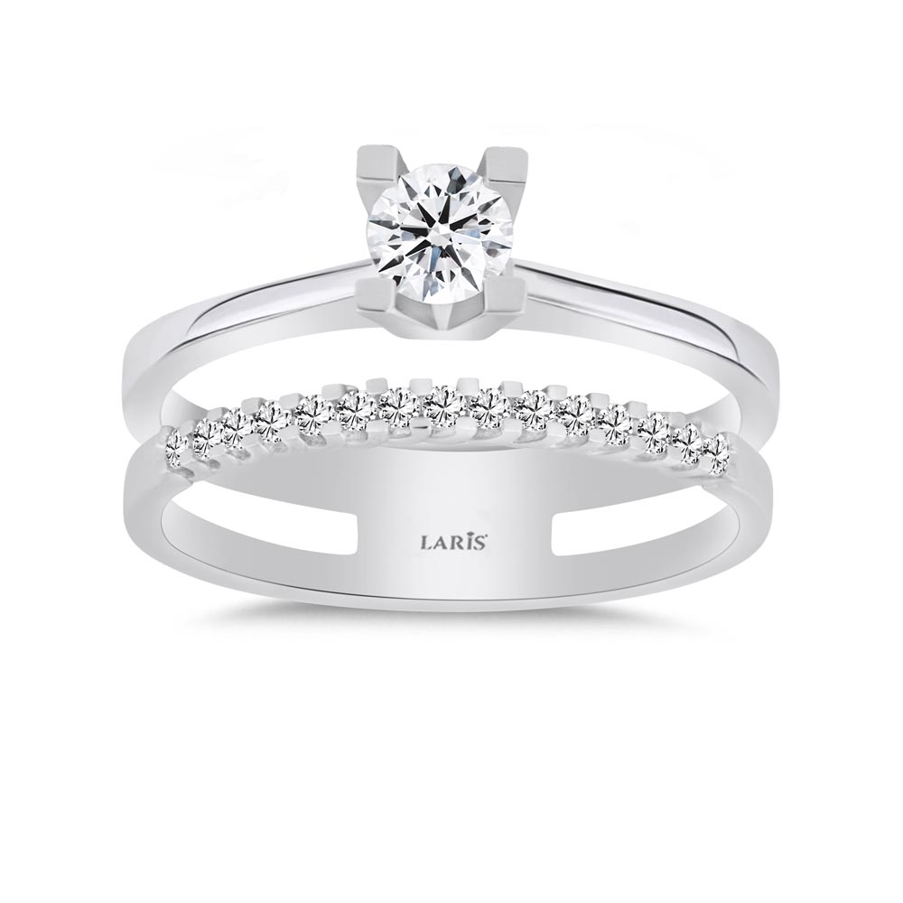 0,40 Karat Pırlanta Özel Tasarım Tektaş Yarımtur Yüzük