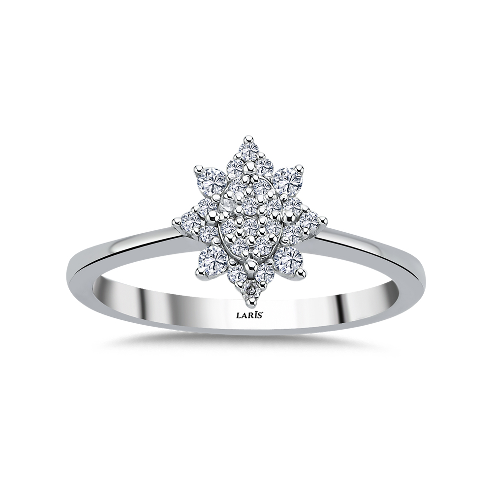 0,19 Karat Pırlanta Oval Coronet Lotus Yüzük