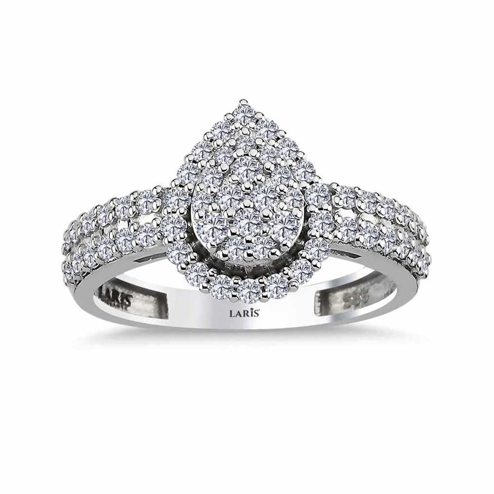 0,75 Karat Pırlanta Özel Tasarım Çift Sıra Kollu Damla Coronet Yüzük