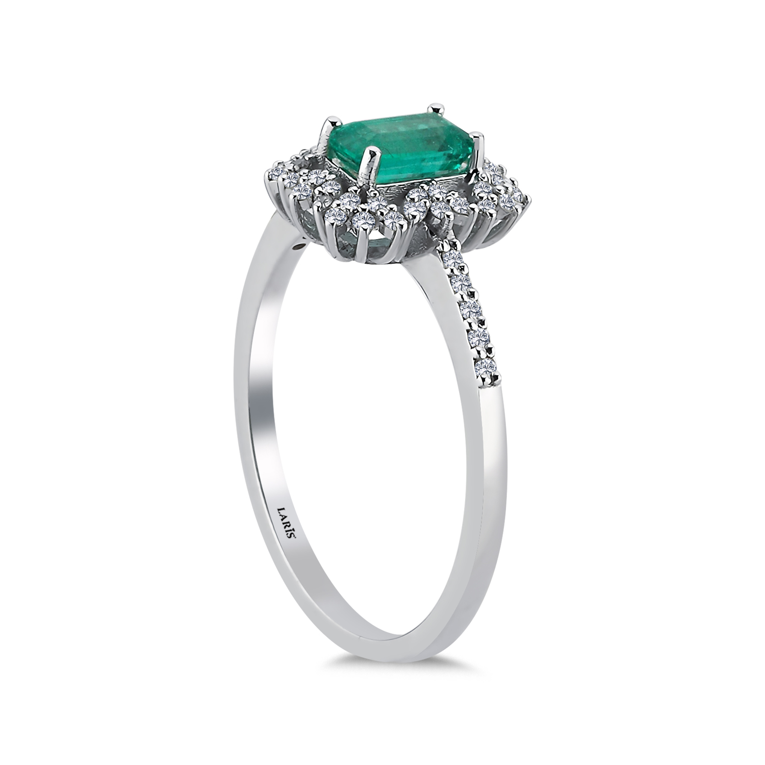 Zümrüt Yüzükler 0,67 Karat Pırlanta Emerald Kesim Jasmine Zümrüt Yüzük