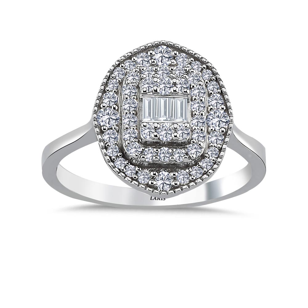 Baget Yüzükler 0,56 Karat Pırlanta Baget Yüzük