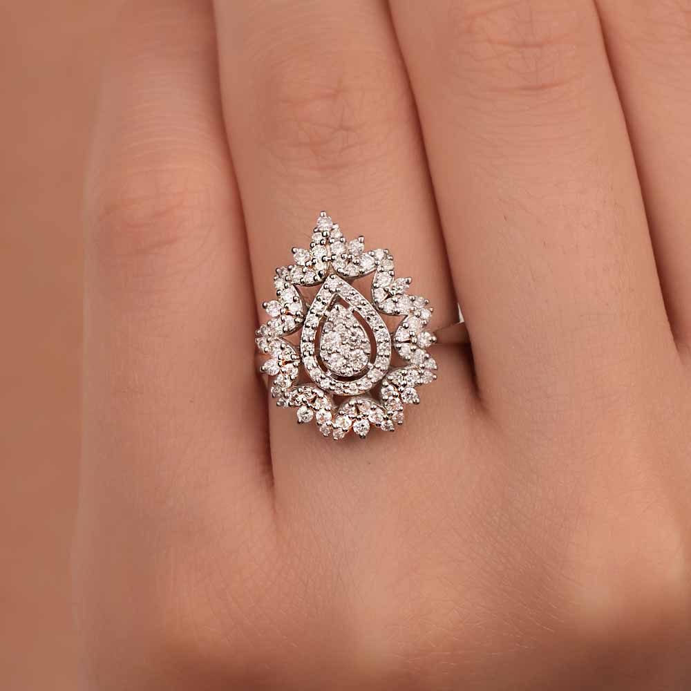 0,72 Karat Pırlanta Snowflake Damla Coronet Yüzük