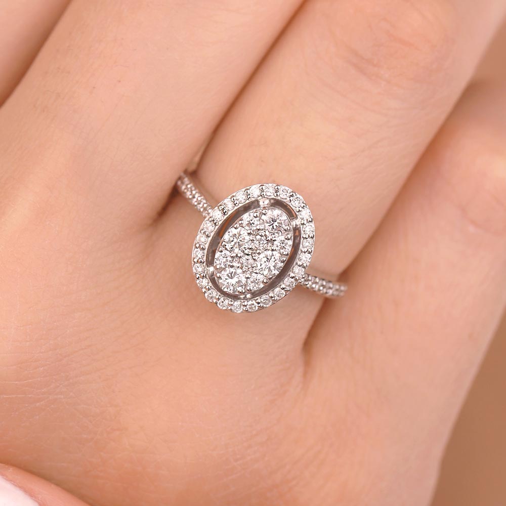 coronet yüzükler 0.66 Karat Pırlanta Oval Coronet Yüzük