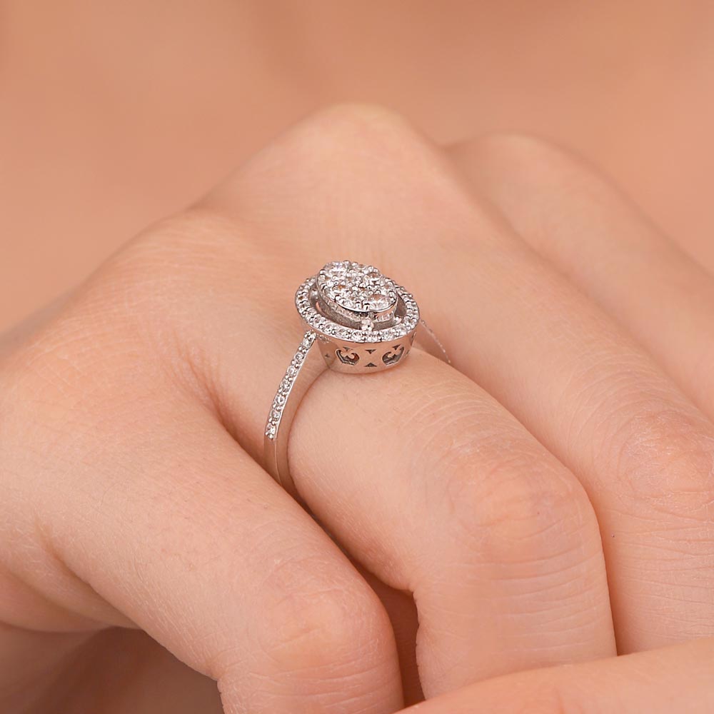 coronet yüzükler 0.66 Karat Pırlanta Oval Coronet Yüzük