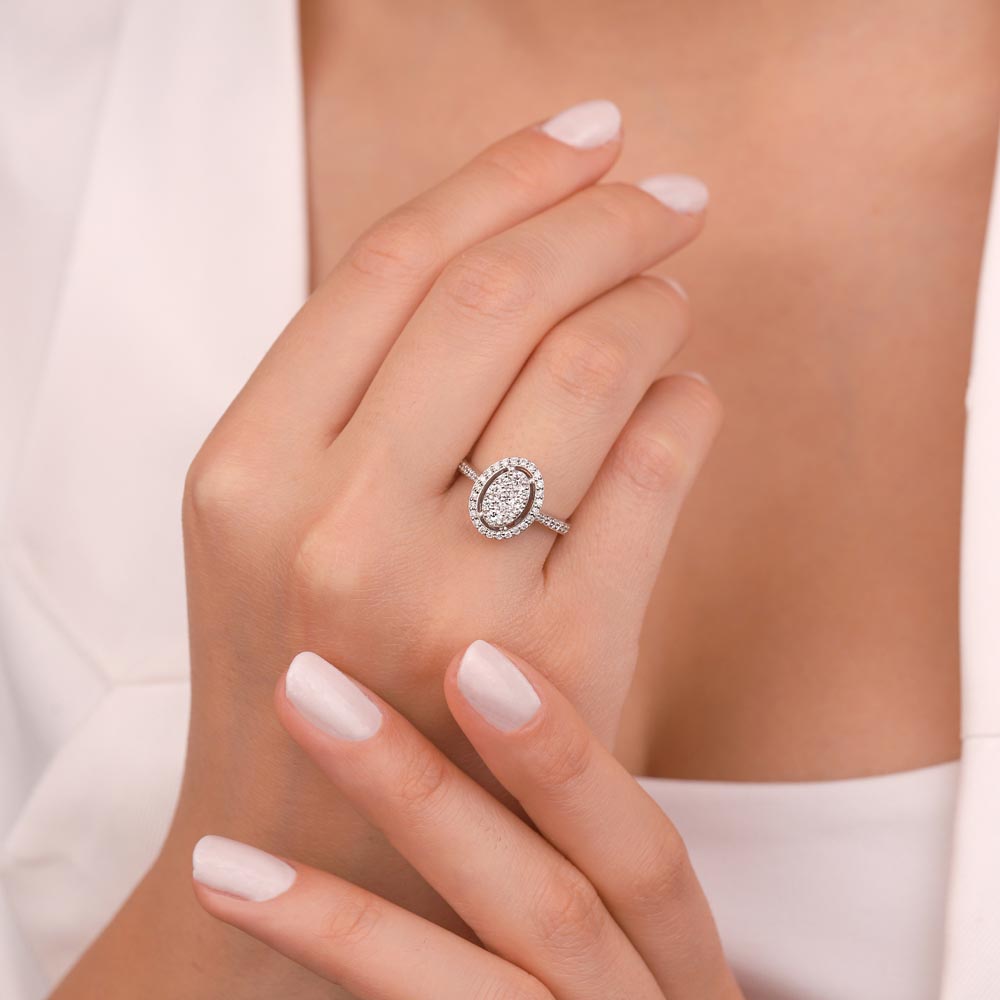 coronet yüzükler 0.66 Karat Pırlanta Oval Coronet Yüzük