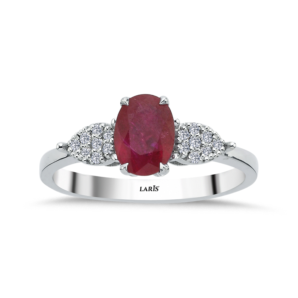 Yakut Yüzükler 1,25 Karat Pırlanta Oval Kesim Stern Yakut Yüzük