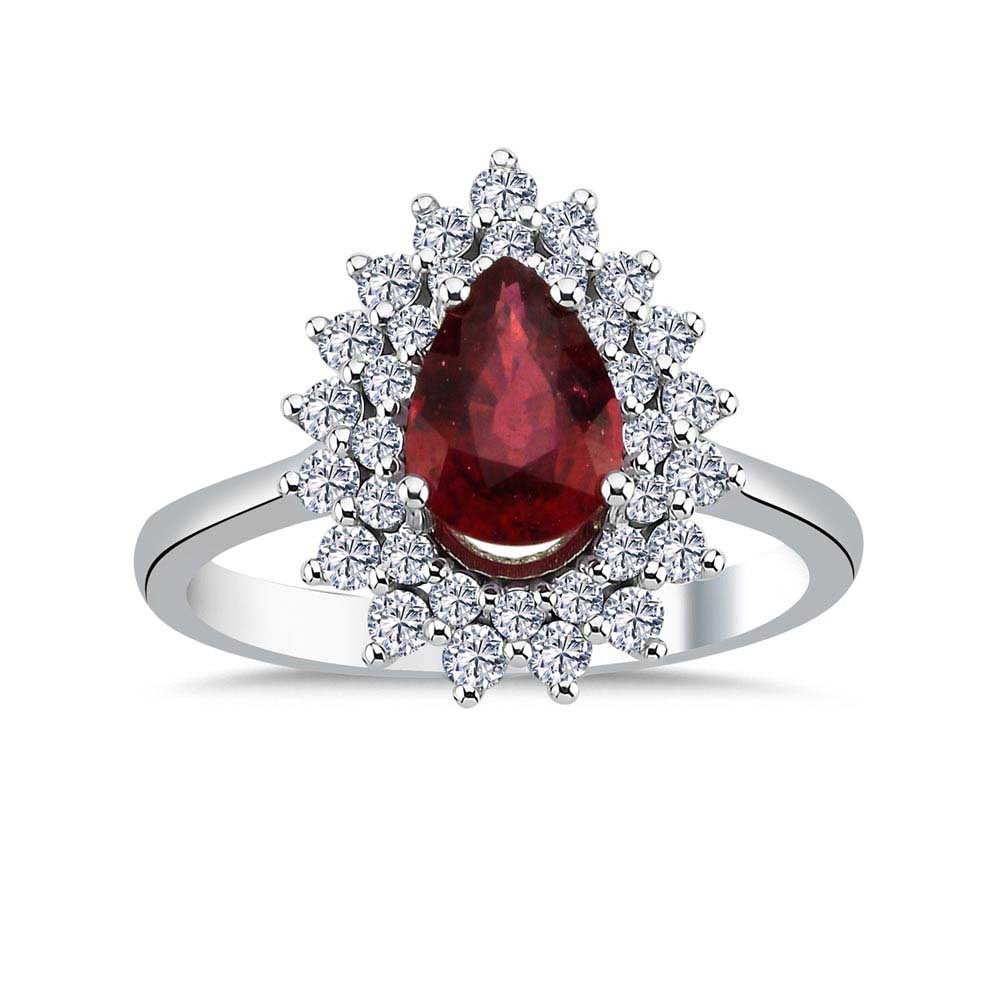 Yakut Yüzükler 2,85 Karat Pırlanta Damla Kesim Stern Yakut Yüzük