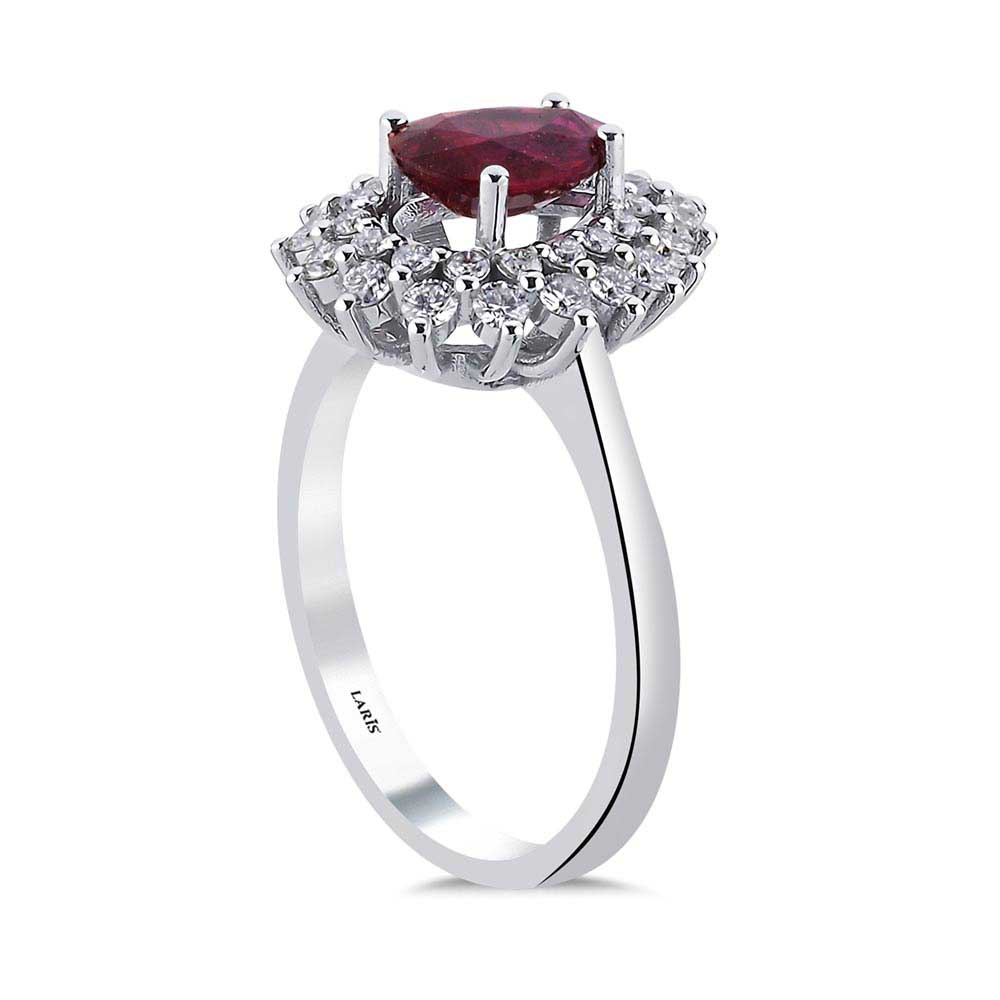 Yakut Yüzükler 2,85 Karat Pırlanta Damla Kesim Stern Yakut Yüzük