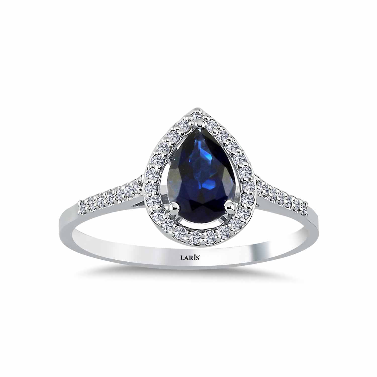 Safir Yüzükler 1,43 Karat Pırlanta Damla Royale Safir Yüzük