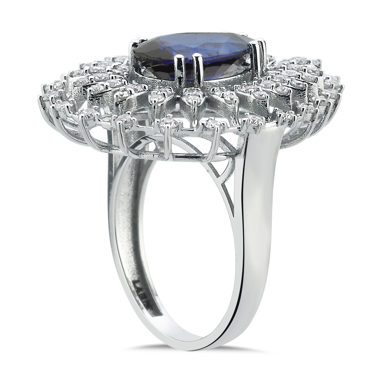 Safir Yüzükler 4,43 Karat Pırlanta Royale Safir Yüzük