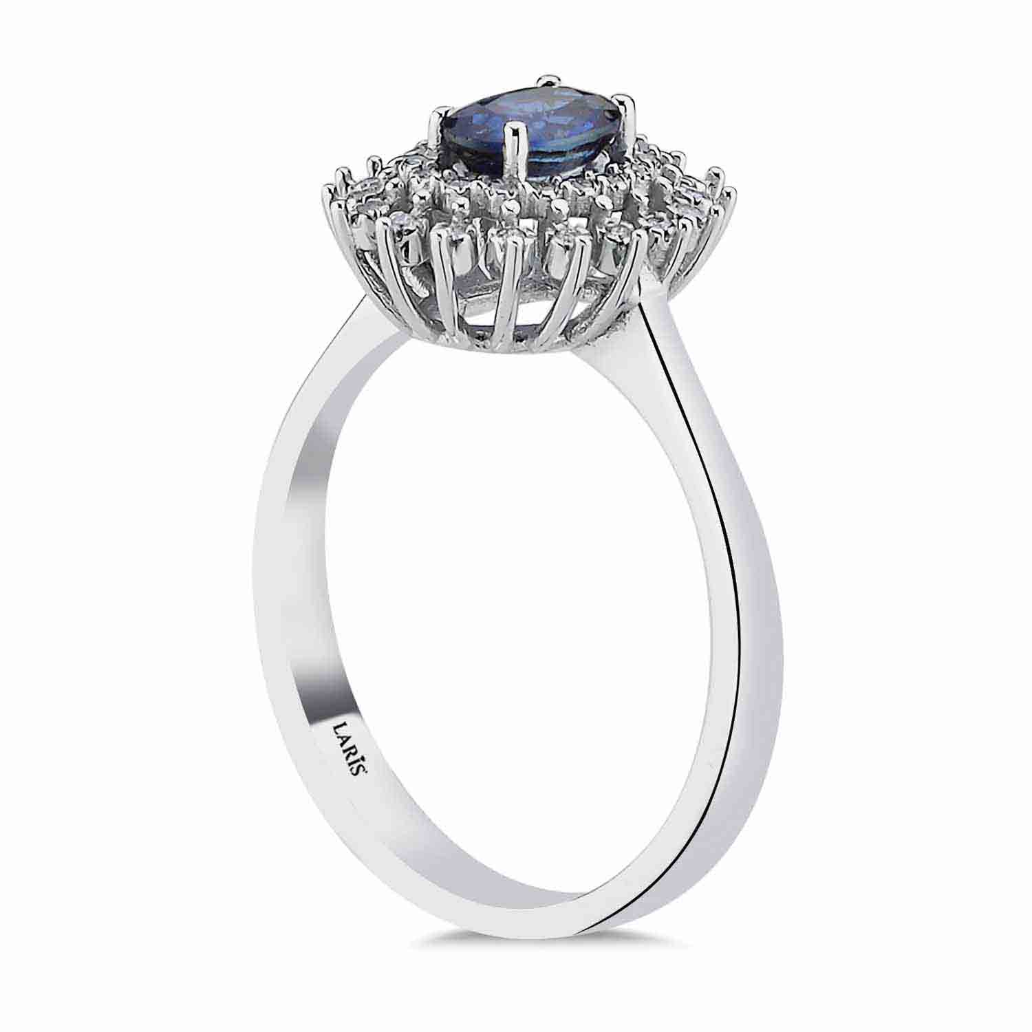 Safir Yüzükler 1,07 Karat Pırlanta Oval Royale Safir Yüzük