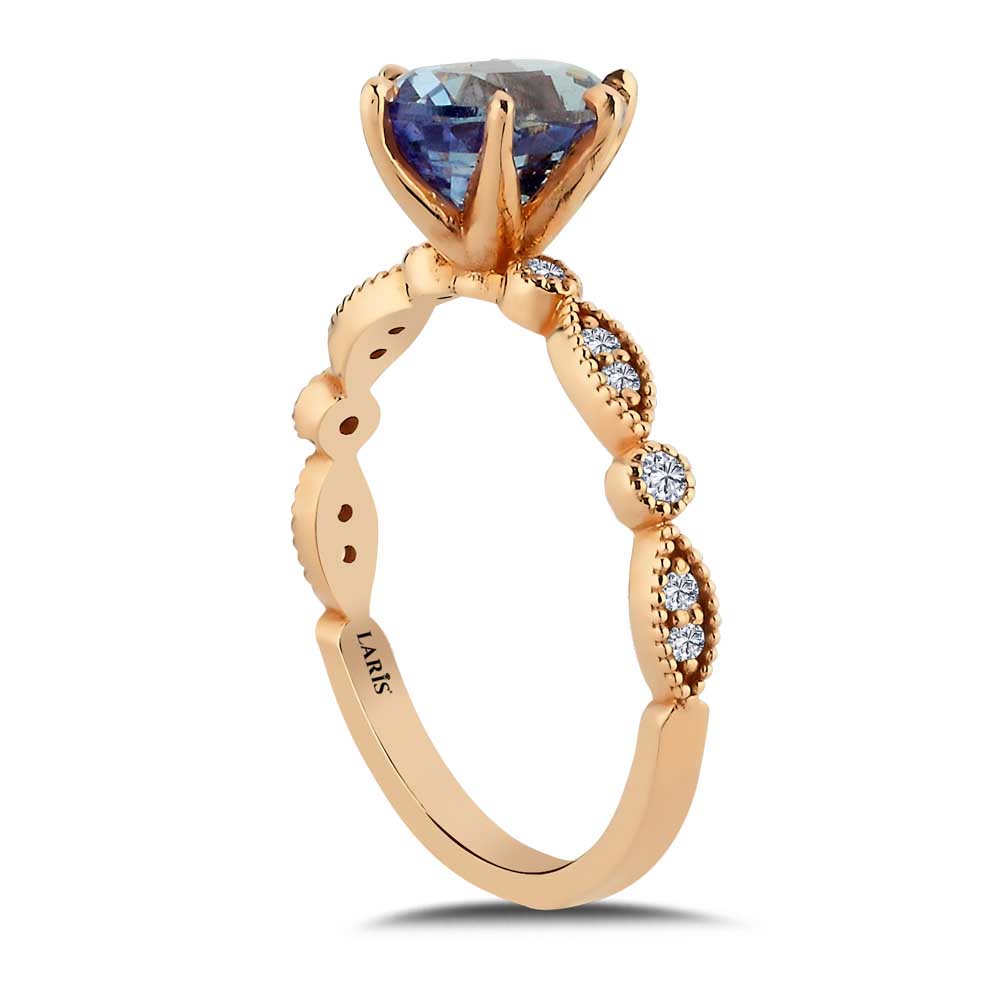 Vintage Yüzükler 2,10 Karat Pırlanta Safir Vintage Yüzük