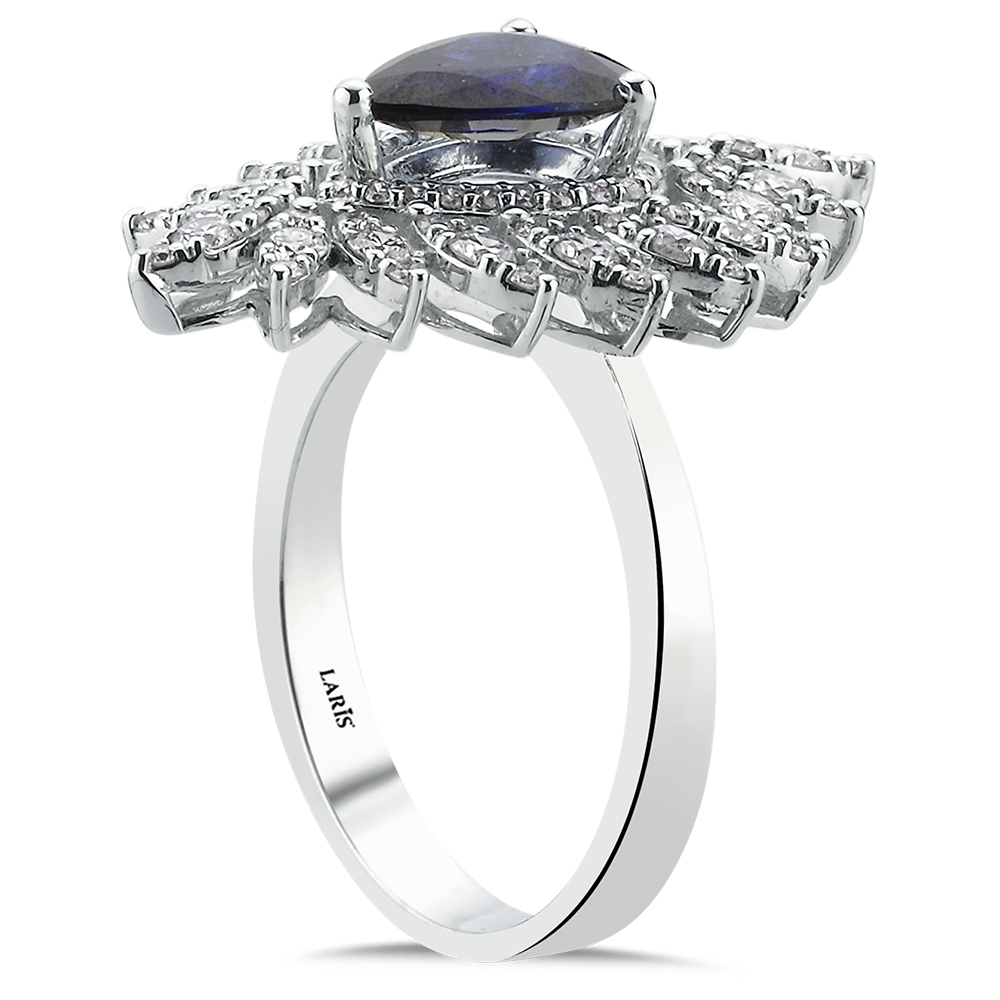 Safir Yüzükler 2,22 Karat Pırlanta Royale Safir Yüzük